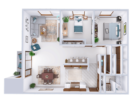 a floor plan of a house with a bedroom and a living room